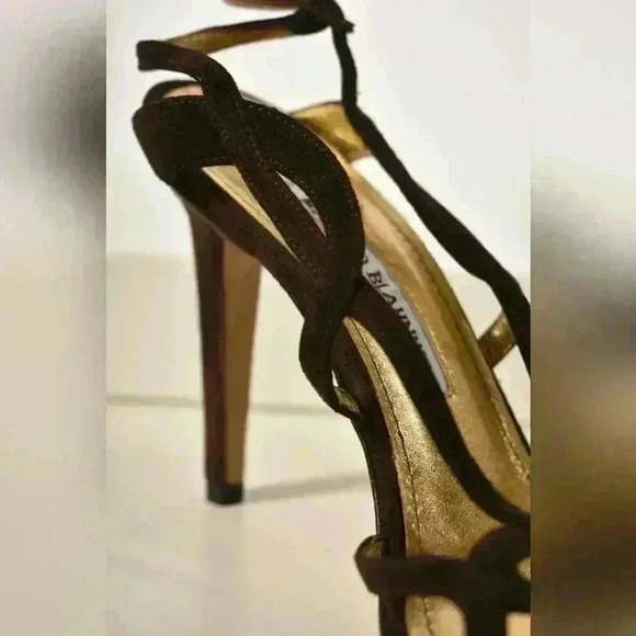 MANOLO BLAHNIK  Brown Suede Lace Peep Sandal Pump Heel 36.5EU 6.5US Italy - Picture 5 of 9